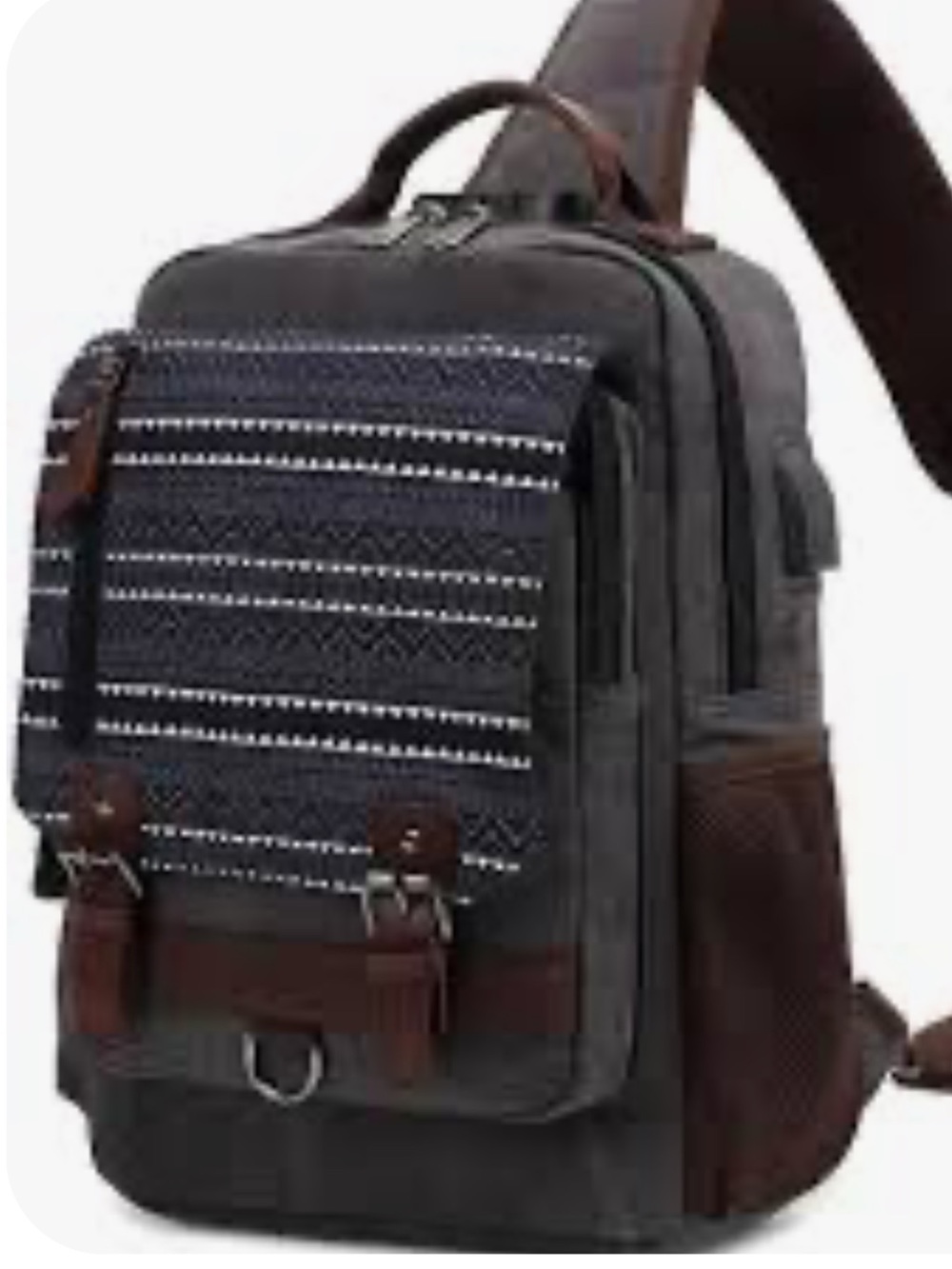 NWT Men's or Women’s Black & Gray Patterned Brown plain on rest of backpack.